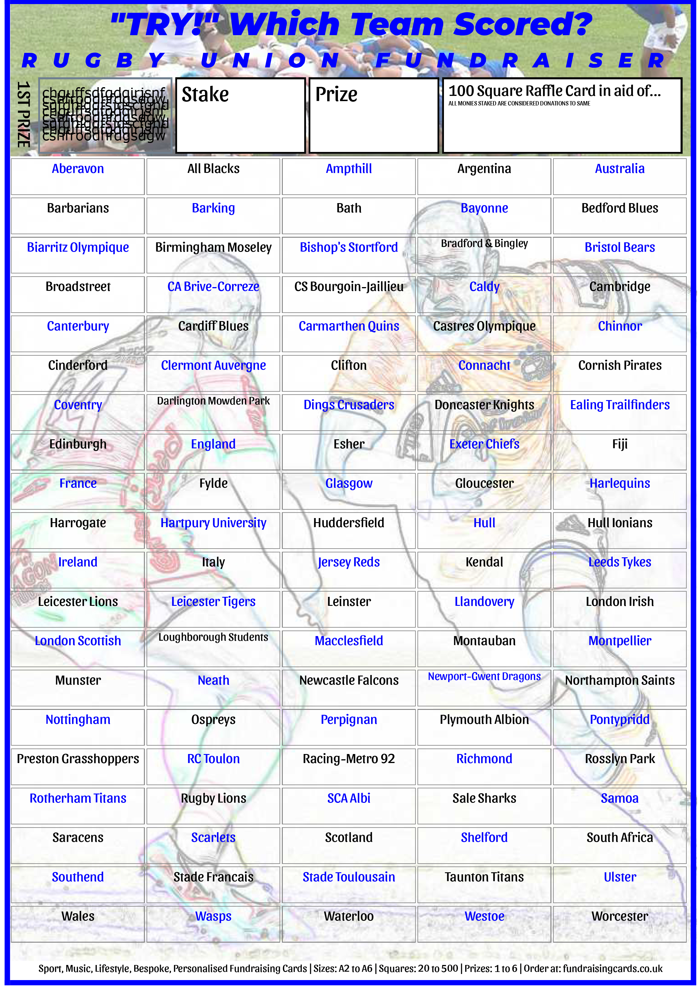 Rugby Fundraising Cards - fundraisingcards.co.uk