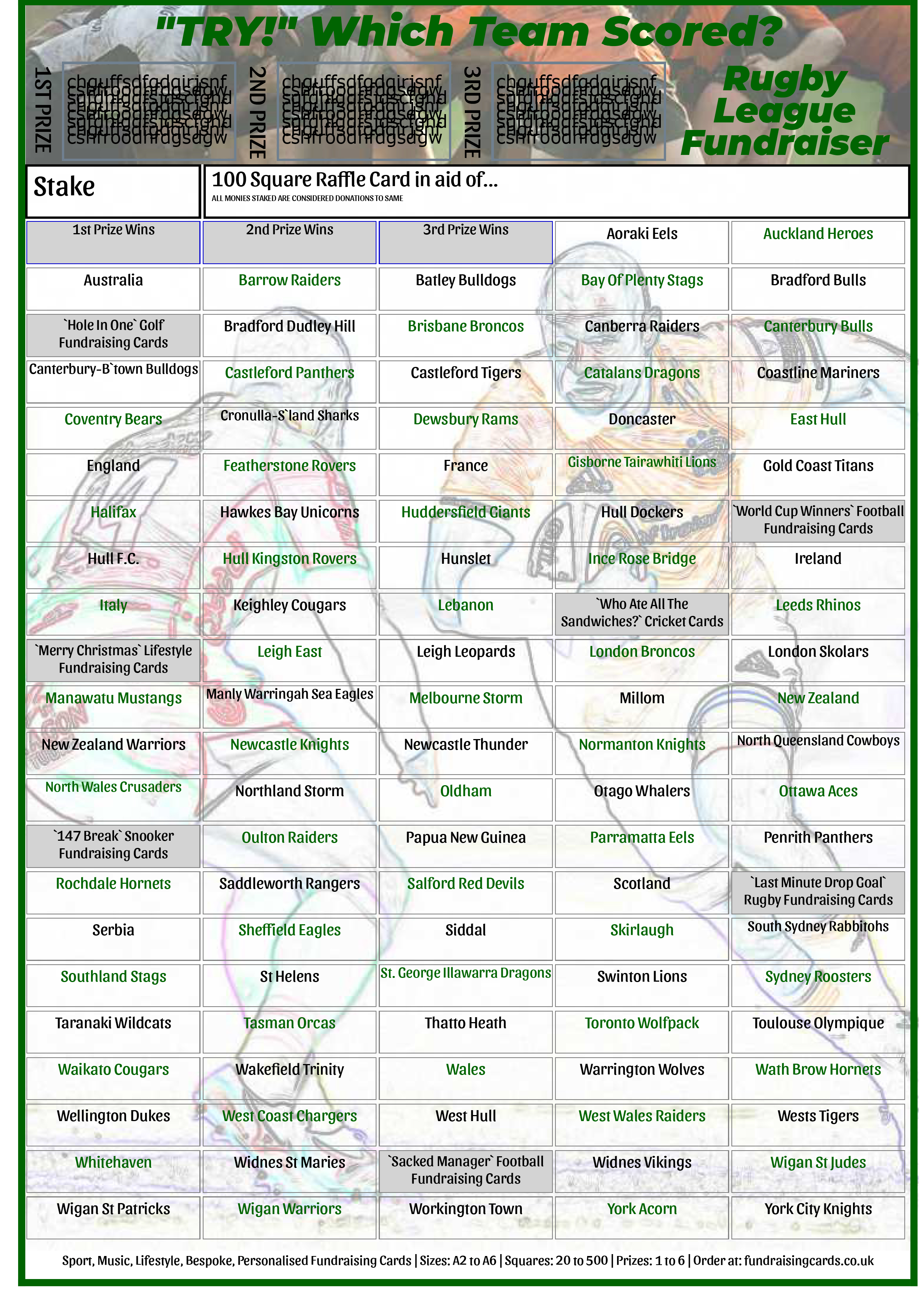 Rugby Fundraising Cards - fundraisingcards.co.uk