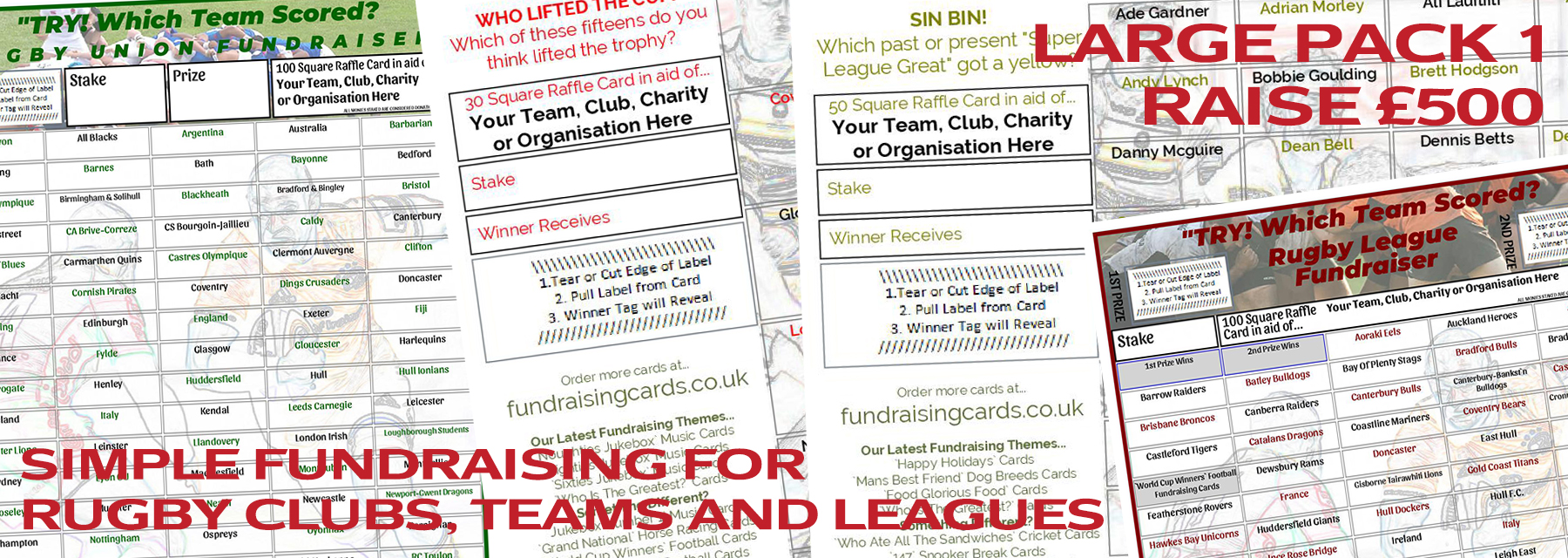 Raise �&pound;500 Rugby Club Fundraising Card Pack