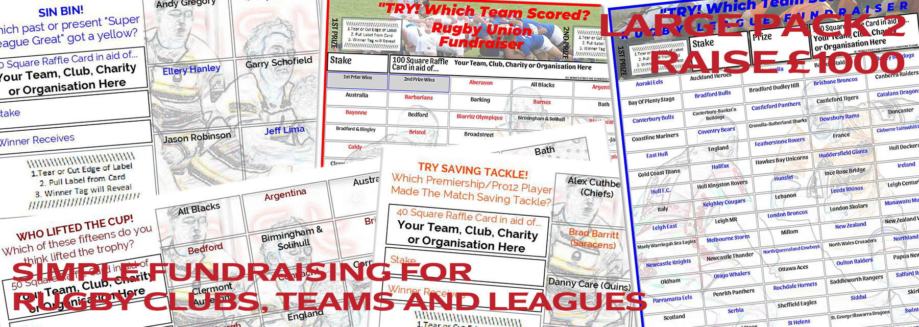Raise |pound1000 Rugby Club Fundraising Card Pack
